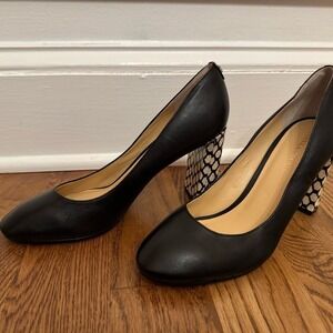 Ivanka‎ Trump Black Leather Snakeskin Heel Pumps Womens Size 10M